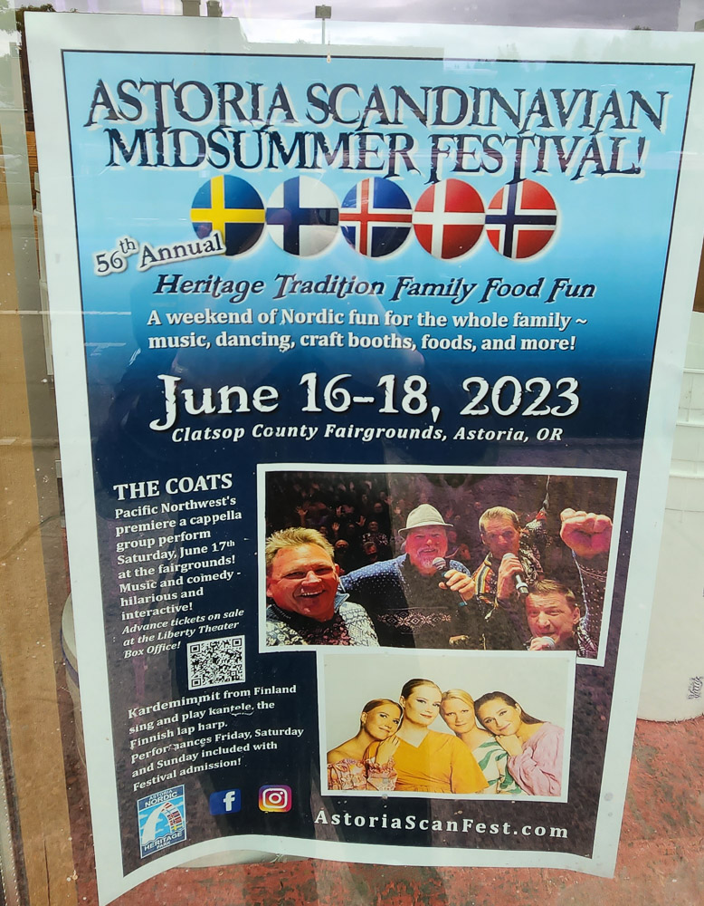 poster for a Midsummer festival in Astoria, Oregon