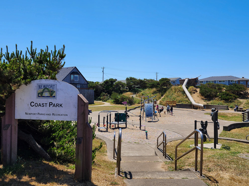 a park playground in Newport, Oregon on a sunny day