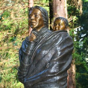bronze sculpture of Sacagawea carrying her son, Jean Baptiste