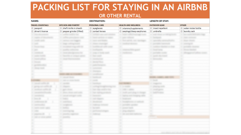 partially blurred out preview of a spreadsheet packing list