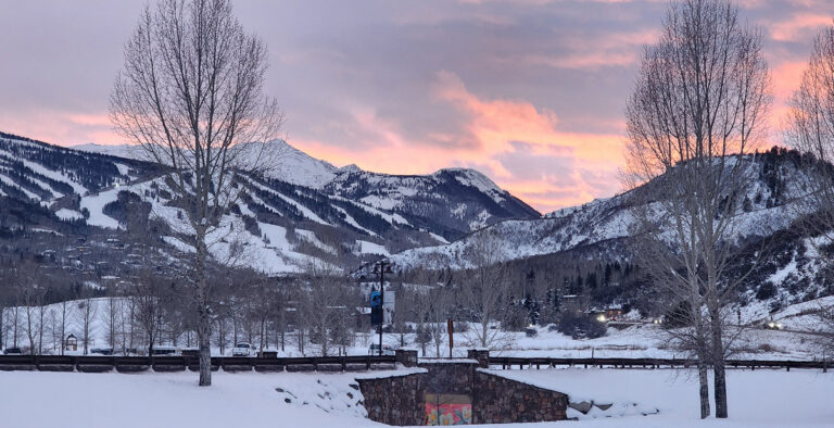 view of the ski runs at Snowmass from Town Park
