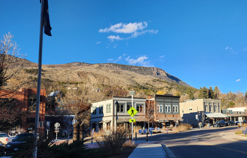 downtown Basalt street in the evening light